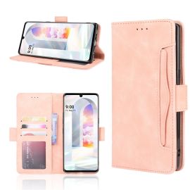 Custodia a portafoglio SLOT per LG Velvet rosa
