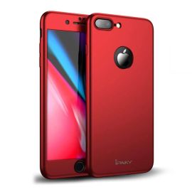IPAKY 360° Ochranný obal + tvrdenĆ© sklo Apple iPhone 8 Plus Äervený