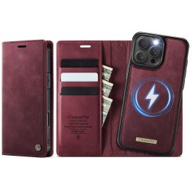 CASEME C49 Custodia a portafoglio e cover posteriore 2 in 1 Apple iPhone 16 Pro Max rosso