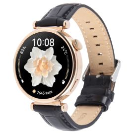 LEATHER Cinturino in pelle per Garmin Lily 2 / Lily 2 Active Nero Bamboo Grain