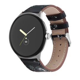 LEATHER Cinturino in pelle per Google Pixel Watch / Pixel Watch 2 / Pixel Watch 3 41mm / Pixel Watch 4 41mm WHITE FLOWER