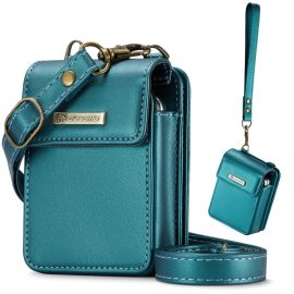 CASEME MINI Custodia a portafoglio con tracolla per serie Samsung Galaxy Z Flip verde