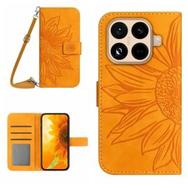 ART SUNFLOWER Custodia a portafoglio con cordino per Xiaomi 15T Pro arancione