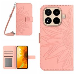 ART SUNFLOWER Custodia a portafoglio con cordino per Xiaomi 15T Pro rosa
