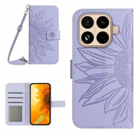 ART SUNFLOWER Custodia a portafoglio con cordino per Xiaomi 15T Pro viola