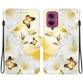 ART Copri portafoglio per Motorola Moto G55 5G GOLD BUTTERFLY