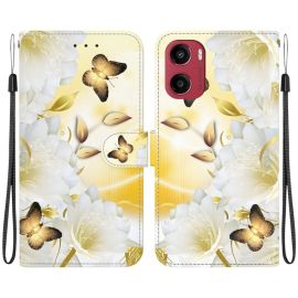 ART Copri portafoglio per Motorola Moto G05 / Moto E15 GOLD BUTTERFLY