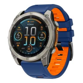 SPORTY QuickFit Cinturino di ricambio in silicone per Garmin - larghezza 26mm BLUE-ORANGE