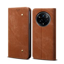 Portafoglio DENIM per Realme 14 Pro 5G marrone