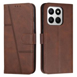Custodia a portafoglio STITCHED per Honor 400 Smart 5G / Honor X7d marrone scuro