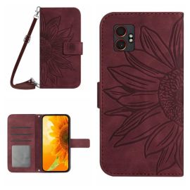 ART SUNFLOWER Custodia a portafoglio con cordino per Samsung Galaxy Xcover 7 Pro bordeaux