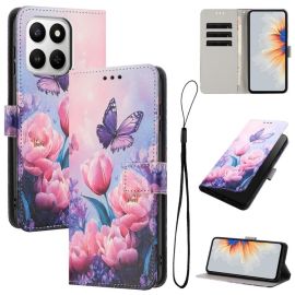 Custodia a portafoglio ART per Honor 400 Smart 5G / Honor X7d PINK BUTTERFLY
