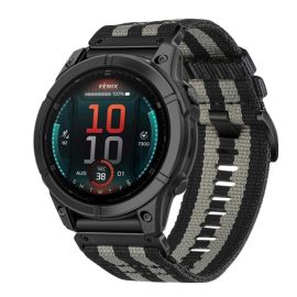 CANVAS Cinturino sostituibile per Garmin Fenix E 47mm grigio-nero