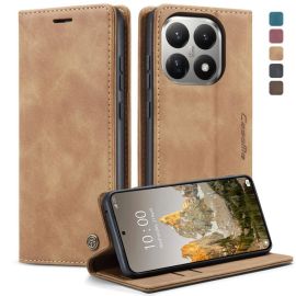 Custodia a portafoglio CASEME per Xiaomi 15T marrone chiaro