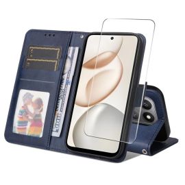 ENKAY PREMIUM SET Custodia a portafoglio e vetro protettivo Honor 400 Smart 5G / Honor X7d blu