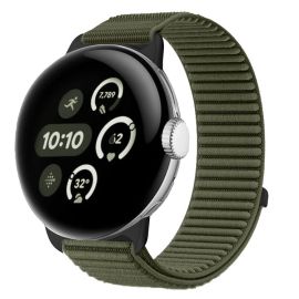Cinturino di ricambio in NYLON per Google Pixel Watch / Pixel Watch 2 / Pixel Watch 3 41mm / Pixel Watch 4 41mm verde scuro