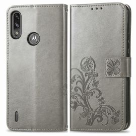 Custodia a portafoglio ART Motorola E7 Power / E7i Power FLOWER S grigia