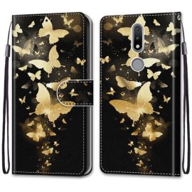 Cover portafoglio ART Nokia 2.4 GOLD EN BUTTERFLY