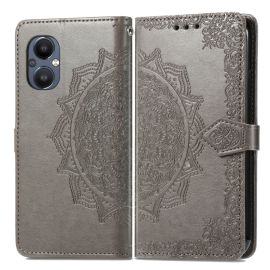 Cover portafoglio ART One Plus Nord N20 5G ORNAMENT grigio