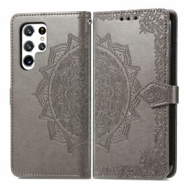 Cover portafoglio ART Samsung Galaxy S22 Ultra 5G ORNAMENT grigio