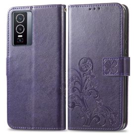 Cover portafoglio ART Vivo Y76 5G FLOWER S viola