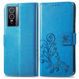 Cover portafoglio ART Vivo Y76 5G FLOWER S blu
