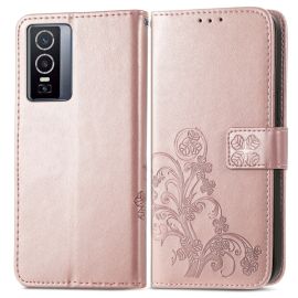 Cover portafoglio ART Vivo Y76 5G FLOWER S rosa chiaro