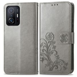 Cover portafoglio ART Xiaomi 11T / 11T Pro FLOWER S grigio