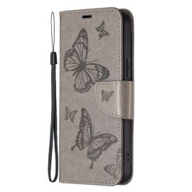 Cover portafoglio ART Xiaomi 13 Lite BUTTERFLIES grigio