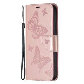 Cover portafoglio ART Xiaomi 13 Lite BUTTERFLIES oro rosa