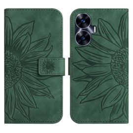 ART SUN FLOWER Custodia a portafoglio con cinturino Realme C55 verde