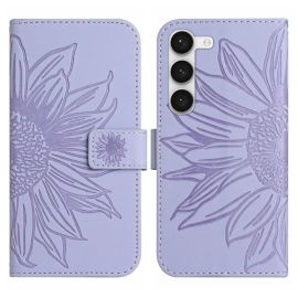 Custodia a portafoglio con cinturino ART SUN FLOWER Samsung Galaxy S23 Plus 5G viola