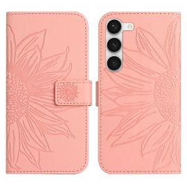 Custodia a portafoglio con cinturino ART SUN FLOWER Samsung Galaxy S23 Plus 5G rosa