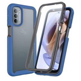 DUAL Cover fronte-retro con pellicola Motorola Moto G51 5G blu