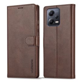 Custodia a portafoglio IMEEKE Xiaomi Redmi Note 12 5G / Poco X5 5G marrone scuro
