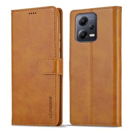 Custodia a portafoglio IMEEKE Xiaomi Redmi Note 12 5G / Poco X5 5G marrone chiaro