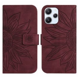 ART SUN FLOWER Custodia a portafoglio con cinturino Xiaomi Redmi 12 bordeaux