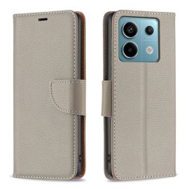 Custodia a portafoglio LITCHI per Xiaomi Redmi Note 13 Pro grigia