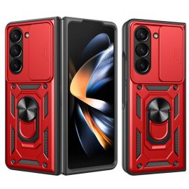 RING CAMERA Cover con supporto per Samsung Galaxy Z Fold 5 5G rossa