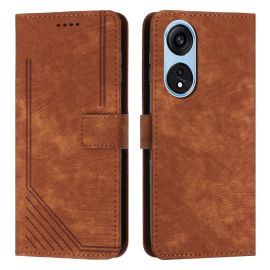 Custodia portafoglio con cinturino STRIPE Oppo A98 5G marrone