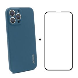 ENKAY Cover + vetro 3D Apple iPhone 13 Pro blu