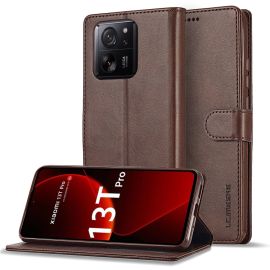Custodia a portafoglio IMEEKE per Xiaomi 13T / 13T Pro marrone scuro
