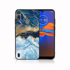 MY ART Cover in silicone Motorola Moto E6s BLUE MARBLE (141)