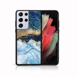 MY ART Cover in silicone Samsung Galaxy S21 Ultra 5G BLUE MARBLE (141)
