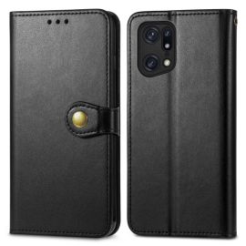 Custodia a portafoglio LEATHER BUCKLE Oppo Find X5 Pro nera