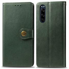 Custodia BUCKLE portafoglio LEATHER IN PELLE Sony Xperia 5 verde