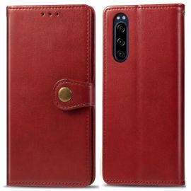Custodia BUCKLE portafoglio LEATHER IN PELLE Sony Xperia 5 rossa