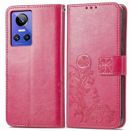 Cover portafoglio ART Realme GT Neo 3 FLOWER S rosa scuro