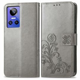 Cover portafoglio ART Realme GT Neo 3 FLOWER S grigio