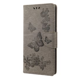 Cover portafoglio ART Sony Xperia 10 IV 5G BUTTERFLIES grigio